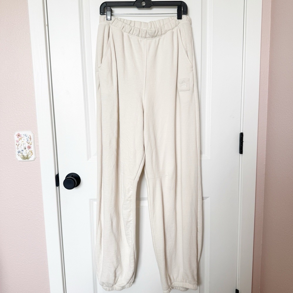 Free People Balloon Knit Joggers Size Large Ivory Lounge Athleisure Baggy